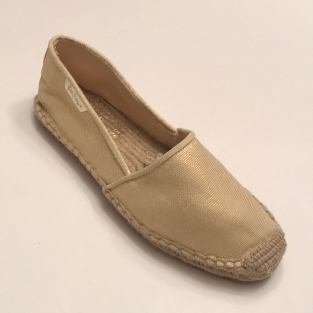 Lilly Pulitzer Lia Gold ivory Espadrilles 9 NWOT